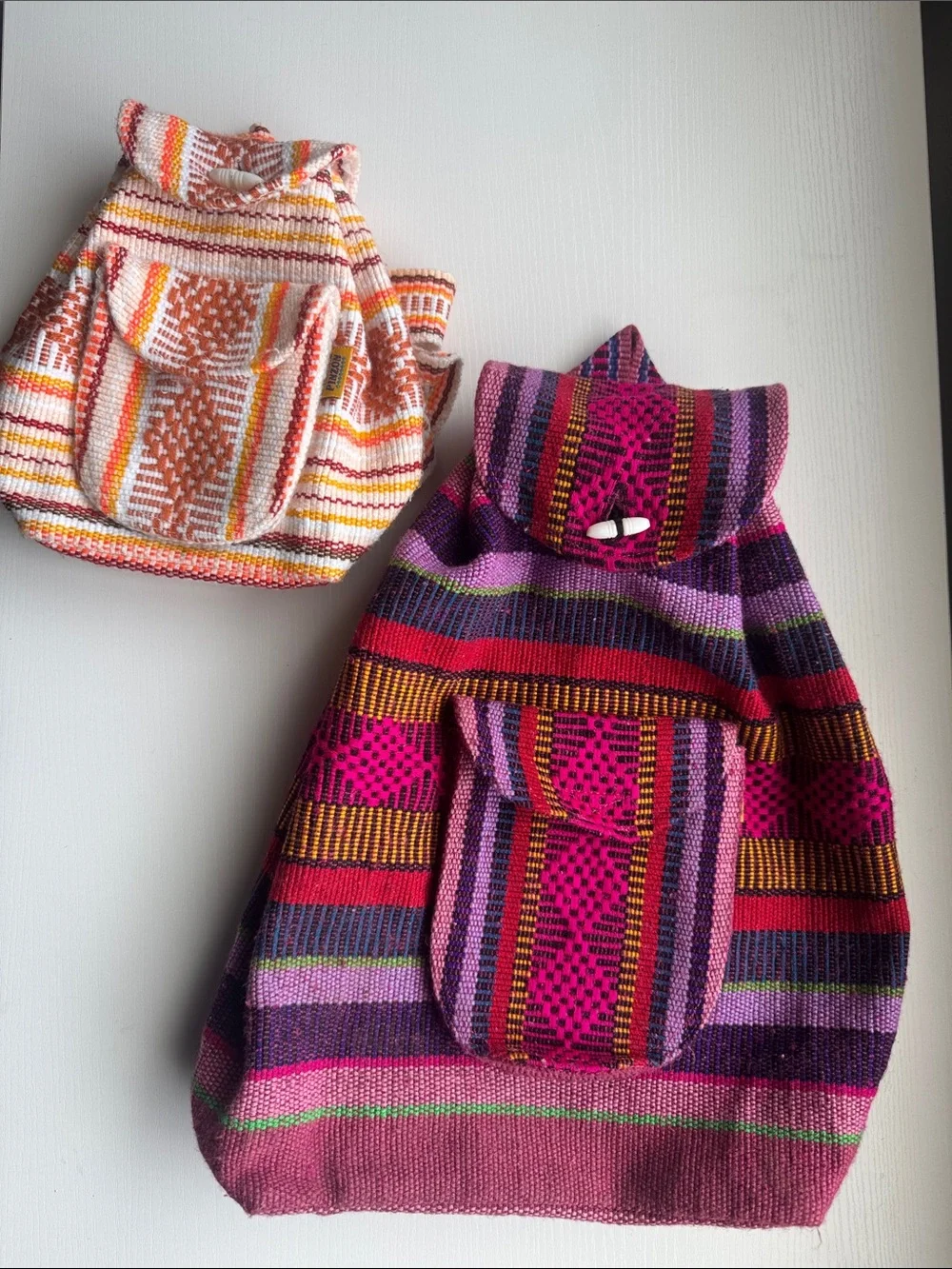 Mexican Handwoven Patterned Backpack Bundle of 2